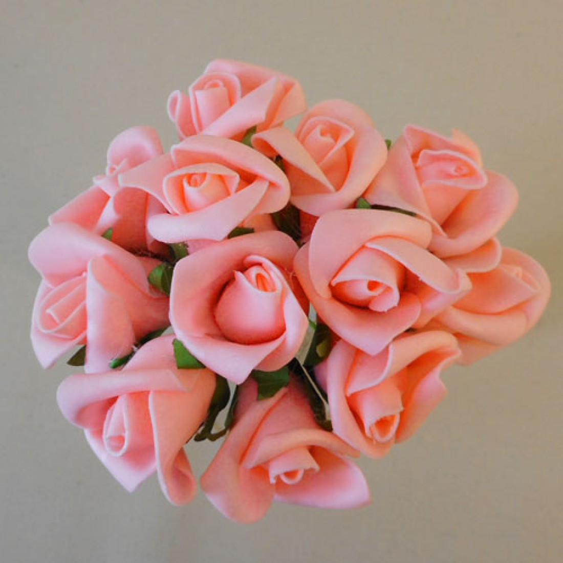 Colourfast Foam Rose Buds Peach 12 pack 18cm Artificial Flowers